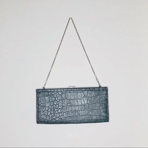 Gray Crocodile Clutch